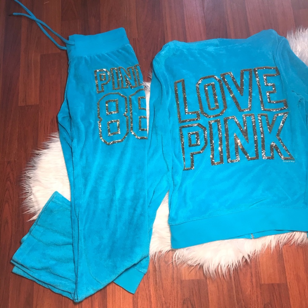 Rare! Vs pink bling velour set